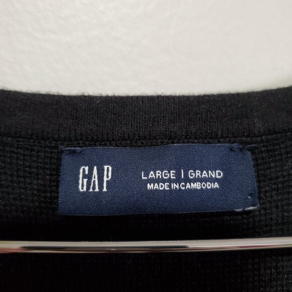 GAP CashSoft Sweater Vest Button Front V-Neck Textured Knit Black Women's Large - Picture 7 of 10